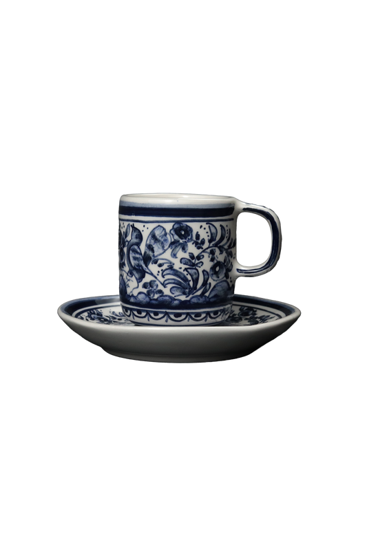 Indigo Blue Bird Espresso Cup + Saucer