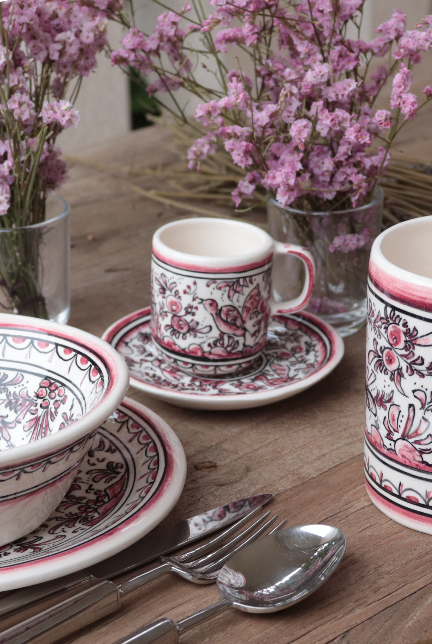 Rouge Pink Bird Espresso Cup + Saucer