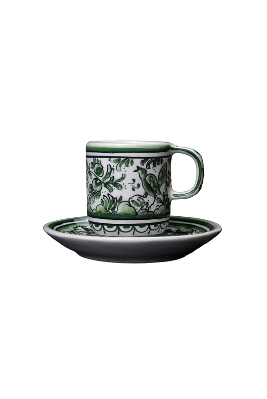 Pine Green Bird Espresso Cup + Saucer