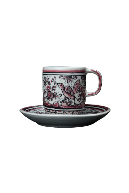 Rouge Pink Bird Espresso Cup + Saucer