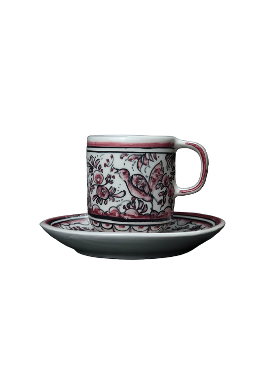 Rouge Pink Bird Espresso Cup + Saucer
