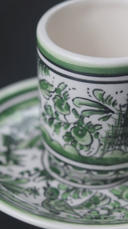 Pine Green Bird Espresso Cup + Saucer
