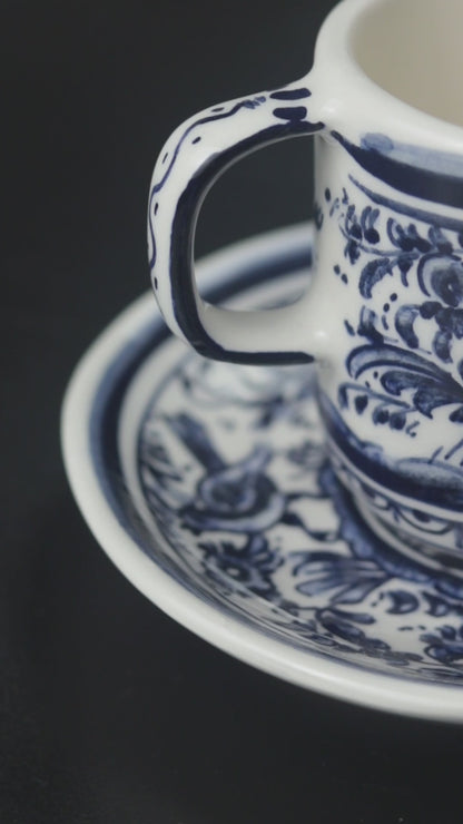 Indigo Blue Bird Espresso Cup + Saucer